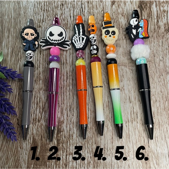 Handcrafted Halloween Pens Beaded Unique Artisan Gifts Office Accessories - Picture 1 of 1